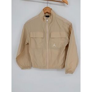 Jordan Boys Girls Tan Nylon Windbreaker Jacket Large 12-13 YRS Jumpman Logo